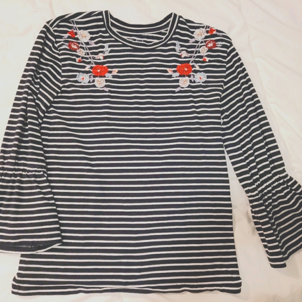 LOFT Embroidered Floral Top